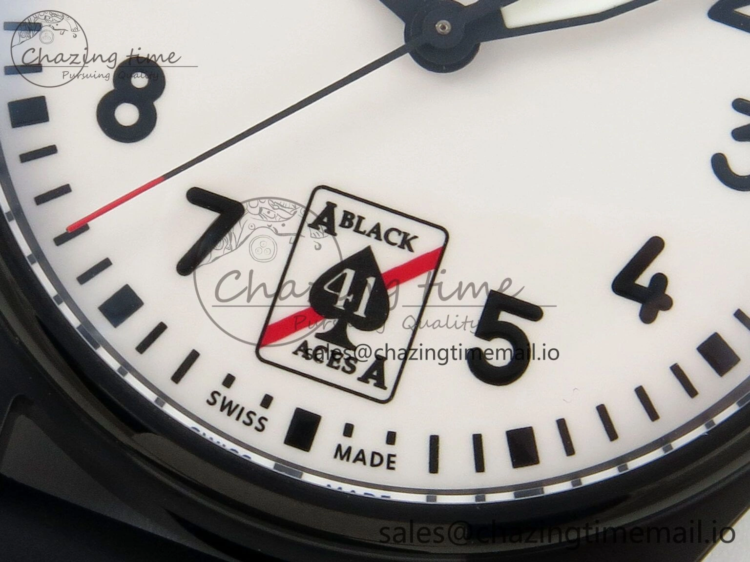 UrbanChic Pilot Black Ace BLSF 1:1 Best Edition White Lume Dial on Black Rubber Strap MIYOTA 6990