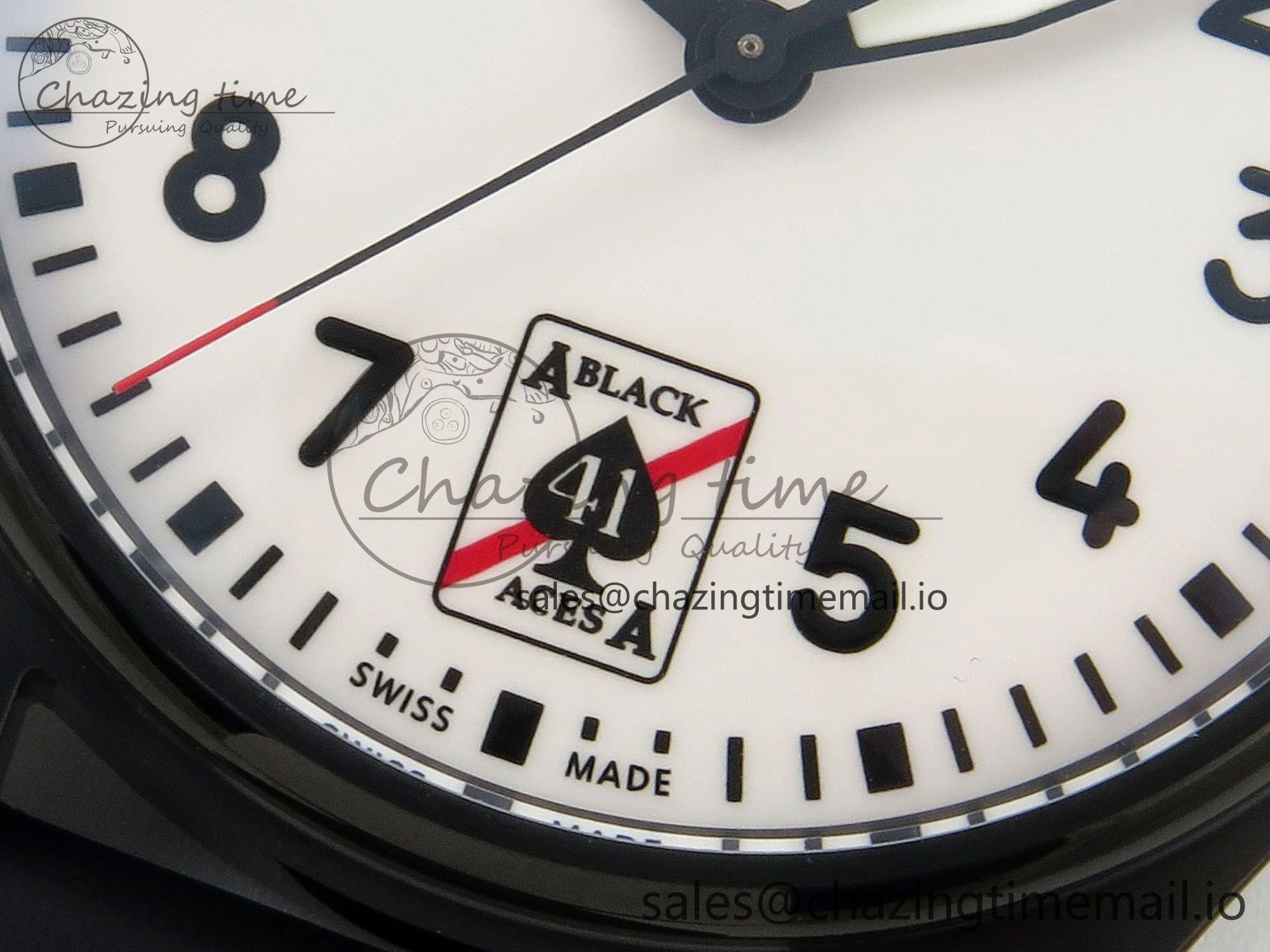 UrbanChic Pilot Black Ace BLSF 1:1 Best Edition White Lume Dial on Black Rubber Strap MIYOTA 6990