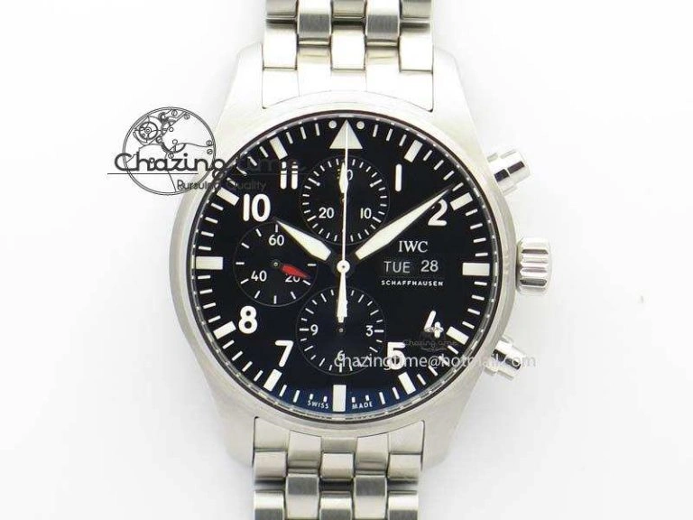 Snug Pilot Chrono 2016 IW377710 ZF 1:1 Best Edition Black Dial On SS Bracelet A7750 V 7277