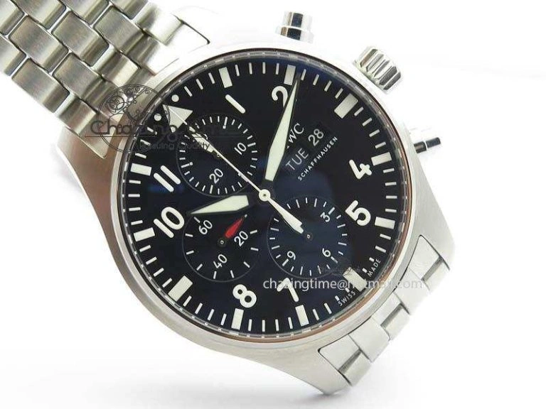 Snug Pilot Chrono 2016 IW377710 ZF 1:1 Best Edition Black Dial On SS Bracelet A7750 V 7277
