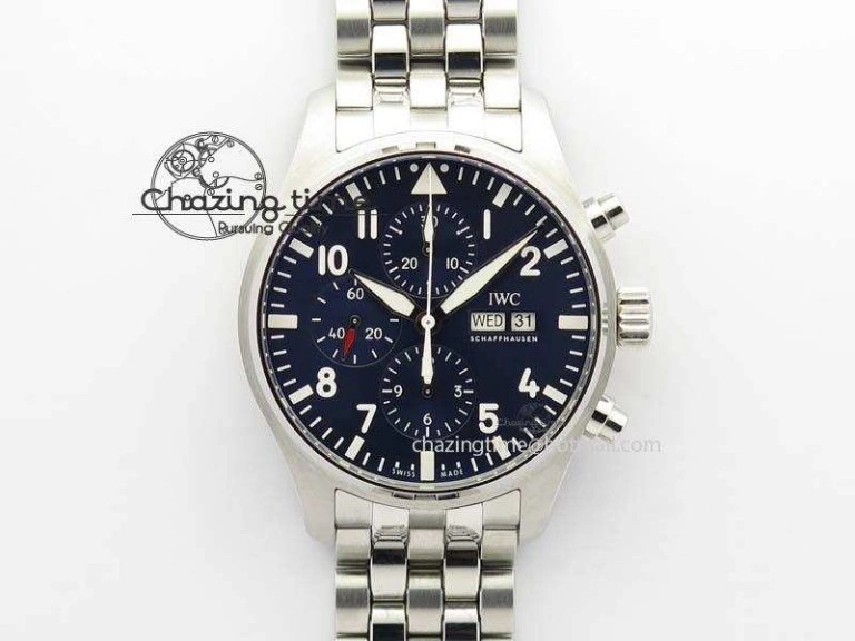 Pilot Chrono 2016 IW377714 ZF 1:1 Best Edition Blue Dial On SS Bracelet A7750 V Seasonal 7272