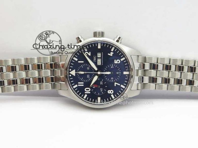Pilot Chrono 2016 IW377714 ZF 1:1 Best Edition Blue Dial On SS Bracelet A7750 V Seasonal 7272
