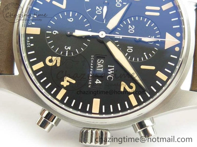 Cozy Pilot Chrono 20th ZF 1:1 Best Edition Black Dial On Brown Leather Strap A 7236