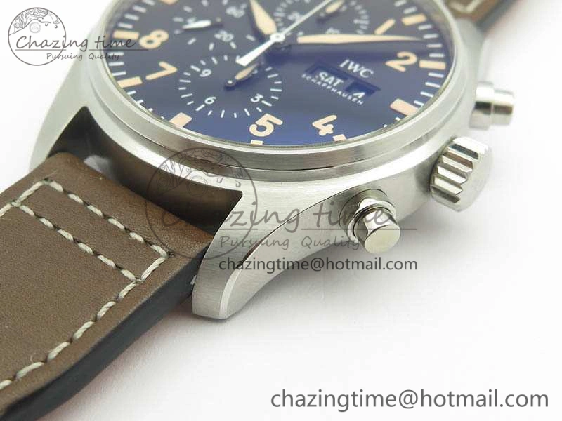 Cozy Pilot Chrono 20th ZF 1:1 Best Edition Black Dial On Brown Leather Strap A 7236