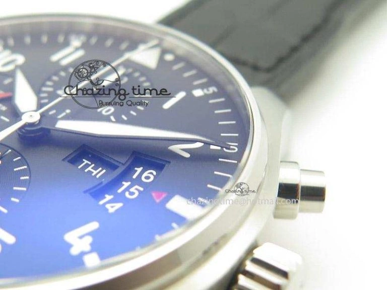 Durable Pilot Chrono 3777 43mm ZF 1:1 Best Edition Black Dial On Black Leather Strap A 7360