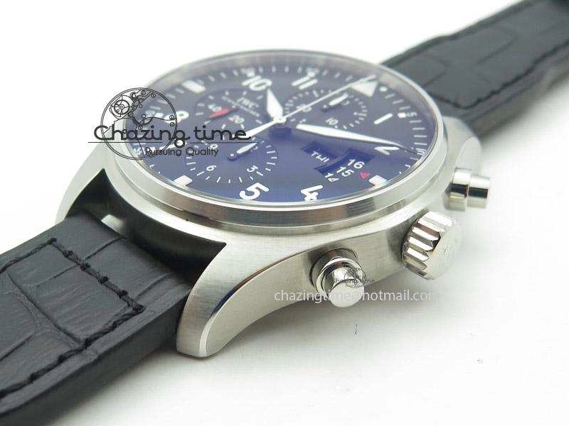 Durable Pilot Chrono 3777 43mm ZF 1:1 Best Edition Black Dial On Black Leather Strap A 7360