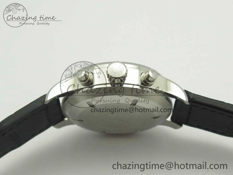 Affordable Pilot Chrono 377725 SS ZF 1:1 Best Edition White Dial on Black Leather Strap A 7183