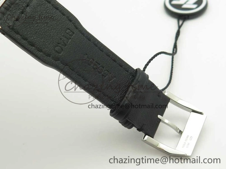 Affordable Pilot Chrono 377725 SS ZF 1:1 Best Edition White Dial on Black Leather Strap A 7183
