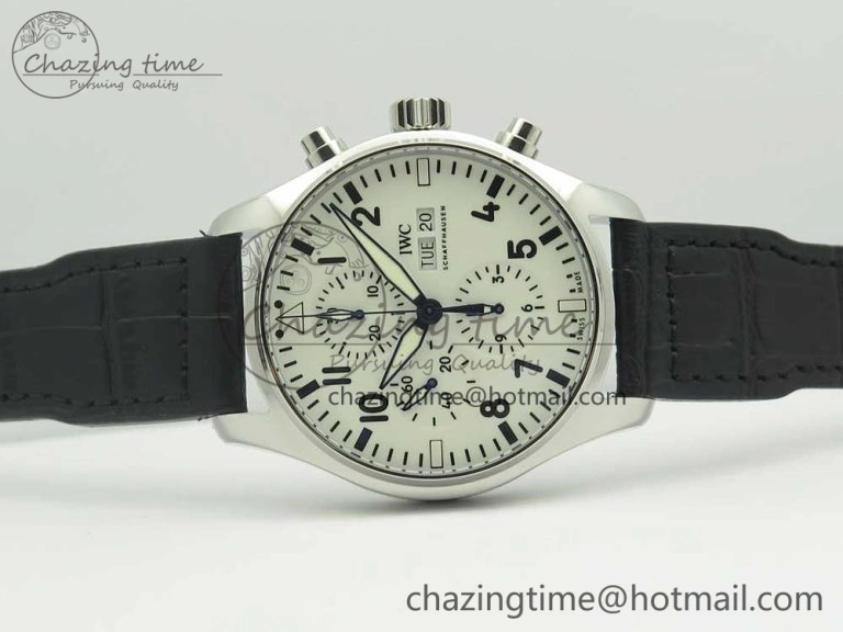 Affordable Pilot Chrono 377725 SS ZF 1:1 Best Edition White Dial on Black Leather Strap A 7183