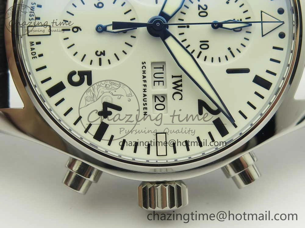 Affordable Pilot Chrono 377725 SS ZF 1:1 Best Edition White Dial on Black Leather Strap A 7183