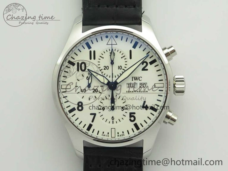Affordable Pilot Chrono 377725 SS ZF 1:1 Best Edition White Dial on Black Leather Strap A 7183