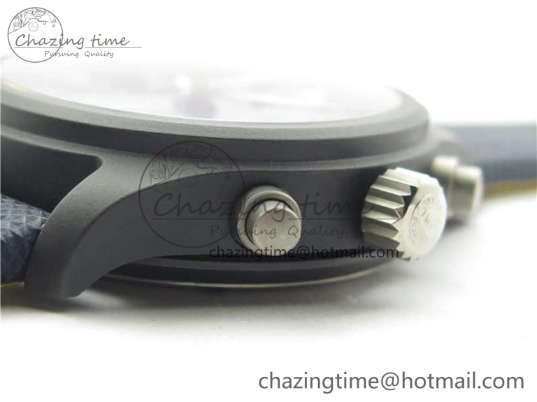 OnTrend Pilot Chrono Blue Angels Black Ceramic ZF Best Edition on Blue Leather Strap A 7088