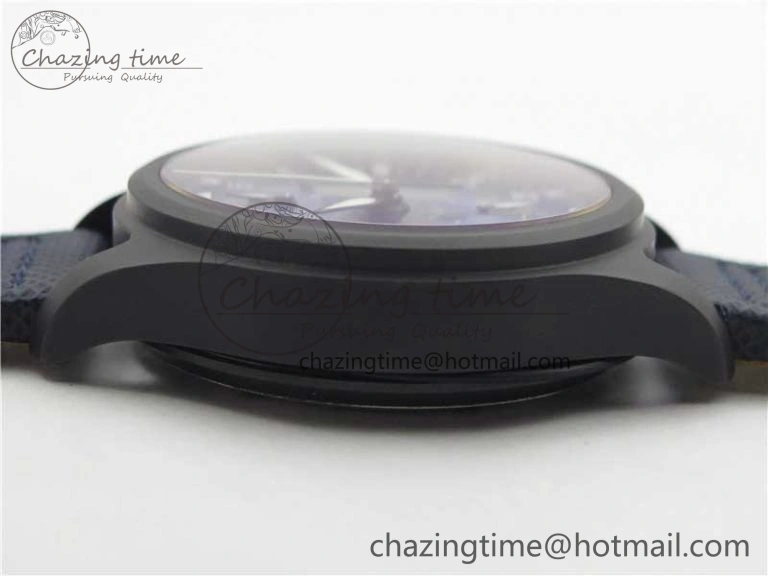 OnTrend Pilot Chrono Blue Angels Black Ceramic ZF Best Edition on Blue Leather Strap A 7088