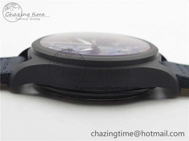 OnTrend Pilot Chrono Blue Angels Black Ceramic ZF Best Edition on Blue Leather Strap A 7088