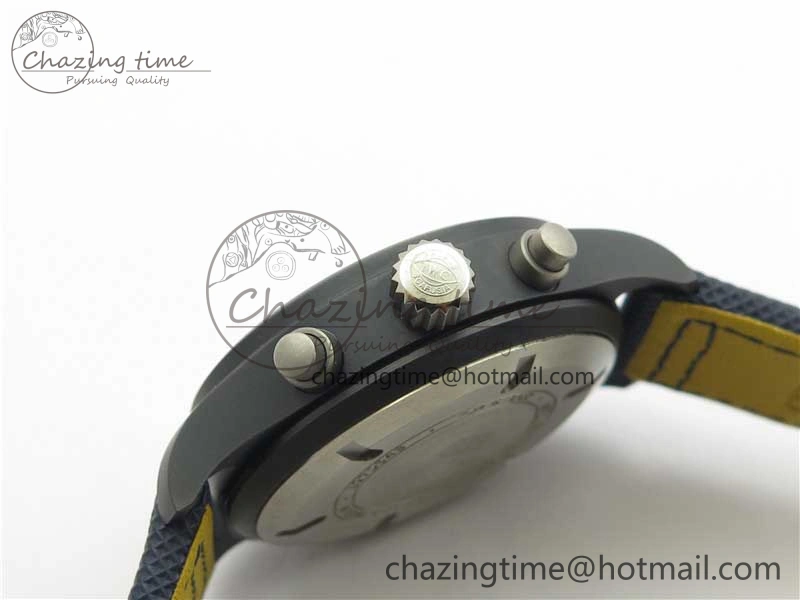 OnTrend Pilot Chrono Blue Angels Black Ceramic ZF Best Edition on Blue Leather Strap A 7088