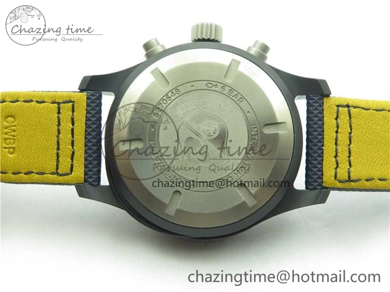 OnTrend Pilot Chrono Blue Angels Black Ceramic ZF Best Edition on Blue Leather Strap A 7088