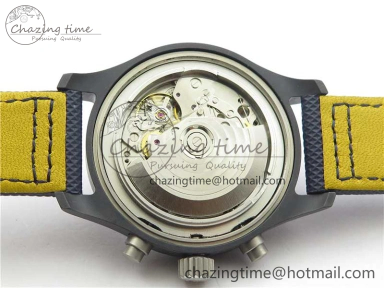 OnTrend Pilot Chrono Blue Angels Black Ceramic ZF Best Edition on Blue Leather Strap A 7088