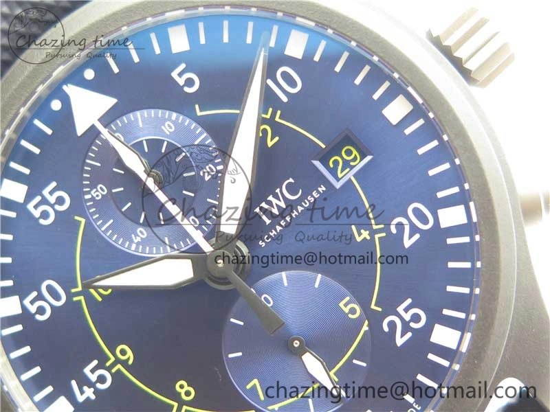 OnTrend Pilot Chrono Blue Angels Black Ceramic ZF Best Edition on Blue Leather Strap A 7088