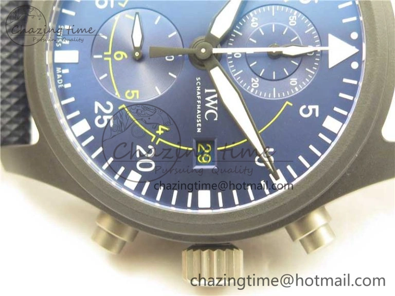 OnTrend Pilot Chrono Blue Angels Black Ceramic ZF Best Edition on Blue Leather Strap A 7088