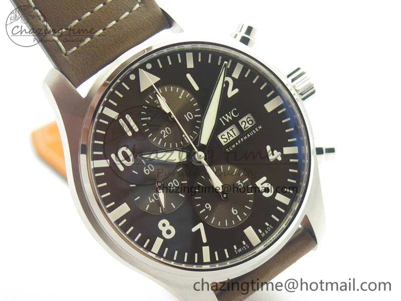 Compact Pilot Chrono IW377713 ZF 1:1 Best Edition Brown Dial On Brown Leather Strap A 7214