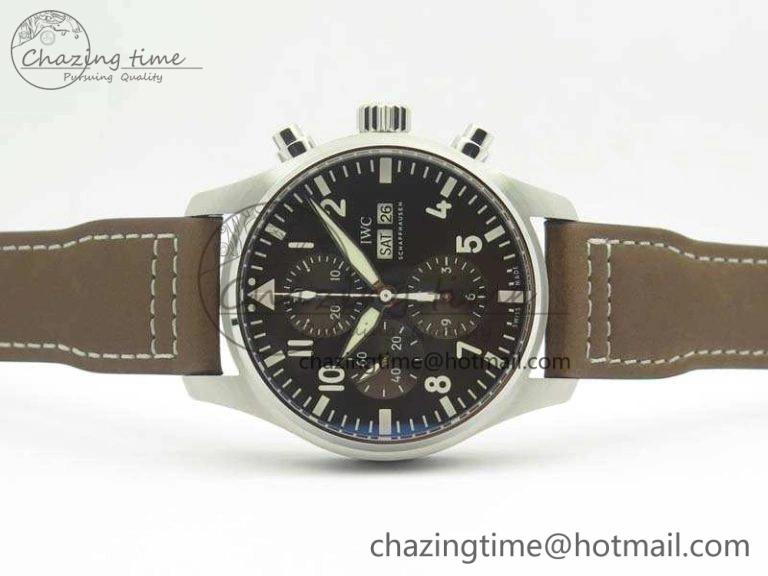Compact Pilot Chrono IW377713 ZF 1:1 Best Edition Brown Dial On Brown Leather Strap A 7214