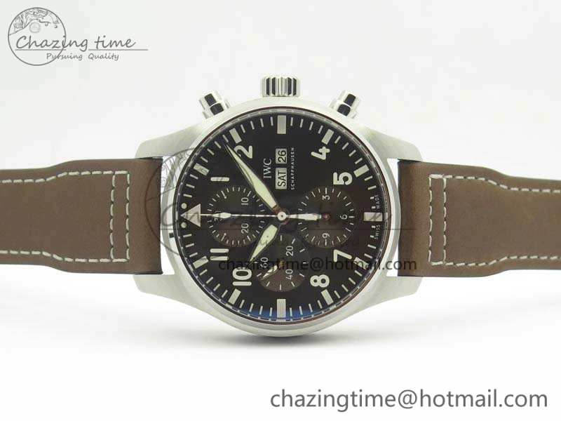 Compact Pilot Chrono IW377713 ZF 1:1 Best Edition Brown Dial On Brown Leather Strap A 7214
