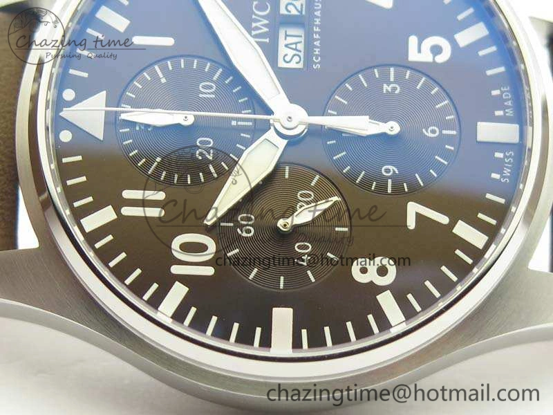 Compact Pilot Chrono IW377713 ZF 1:1 Best Edition Brown Dial On Brown Leather Strap A 7214