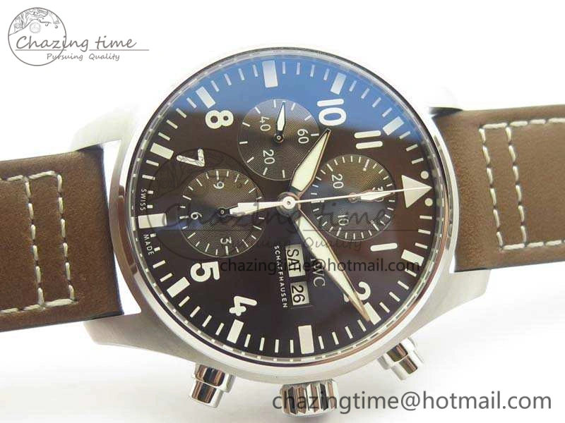 Compact Pilot Chrono IW377713 ZF 1:1 Best Edition Brown Dial On Brown Leather Strap A 7214