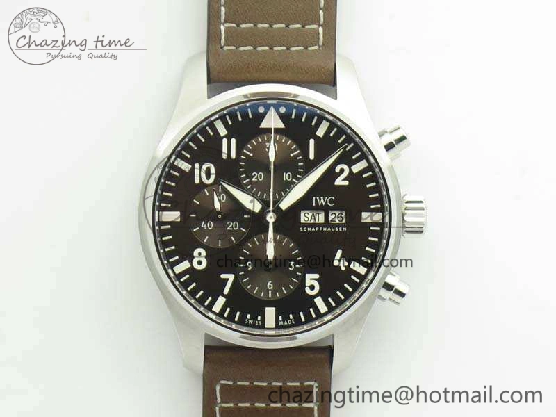 Compact Pilot Chrono IW377713 ZF 1:1 Best Edition Brown Dial On Brown Leather Strap A 7214