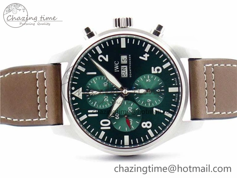 Pilot Chrono IW377726 ZF 1:1 Best Edition Green Dial on Brown Leather Strap A Effortless 7125