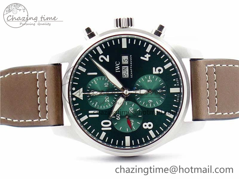 Pilot Chrono IW377726 ZF 1:1 Best Edition Green Dial on Brown Leather Strap A Effortless 7125