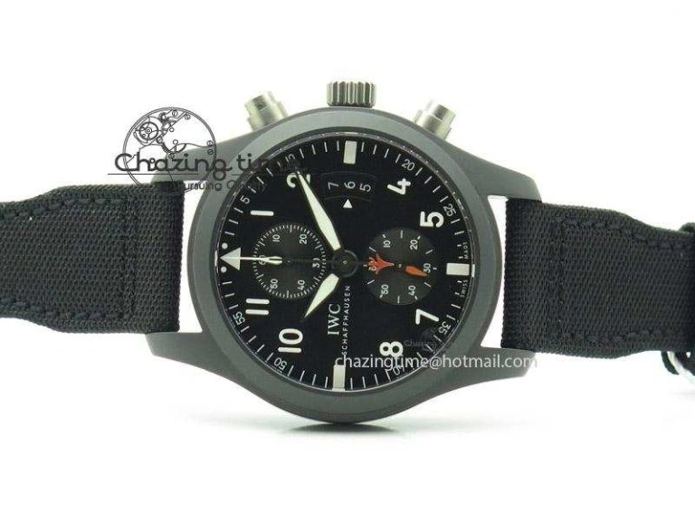 Premium Pilot Chrono IW388001 Real Ceramic ZF 1:1 Best Edition On Black Nylon Strap A 7329
