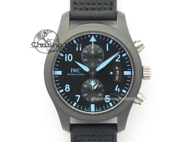 GoAnywhere Pilot Chrono IW388003 Real Ceramic V6F 1:1 Best Edition On Black Nylon Strap A 7284