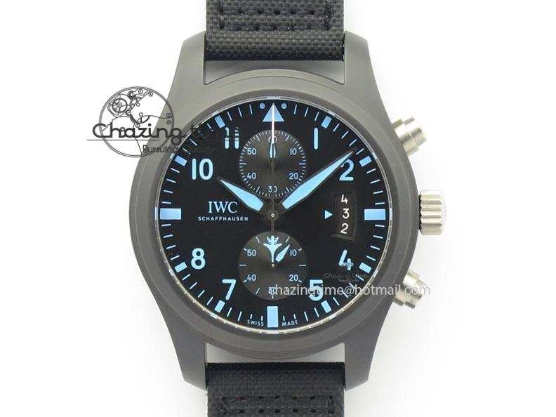 GoAnywhere Pilot Chrono IW388003 Real Ceramic V6F 1:1 Best Edition On Black Nylon Strap A 7284