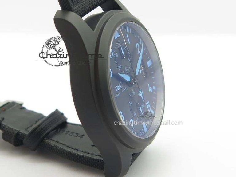 GoAnywhere Pilot Chrono IW388003 Real Ceramic V6F 1:1 Best Edition On Black Nylon Strap A 7284