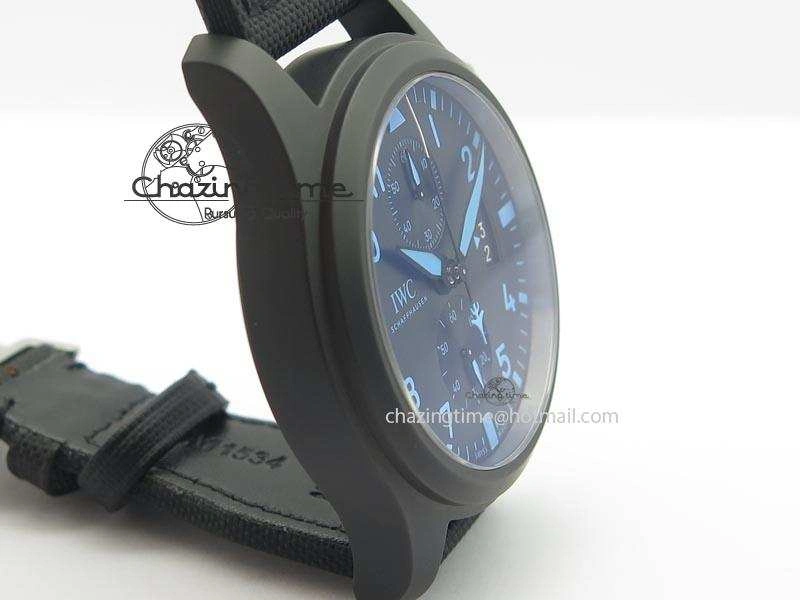 GoAnywhere Pilot Chrono IW388003 Real Ceramic V6F 1:1 Best Edition On Black Nylon Strap A 7284