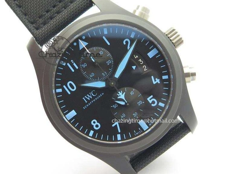 GoAnywhere Pilot Chrono IW388003 Real Ceramic V6F 1:1 Best Edition On Black Nylon Strap A 7284