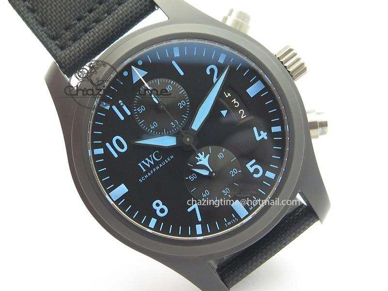 GoAnywhere Pilot Chrono IW388003 Real Ceramic V6F 1:1 Best Edition On Black Nylon Strap A 7284