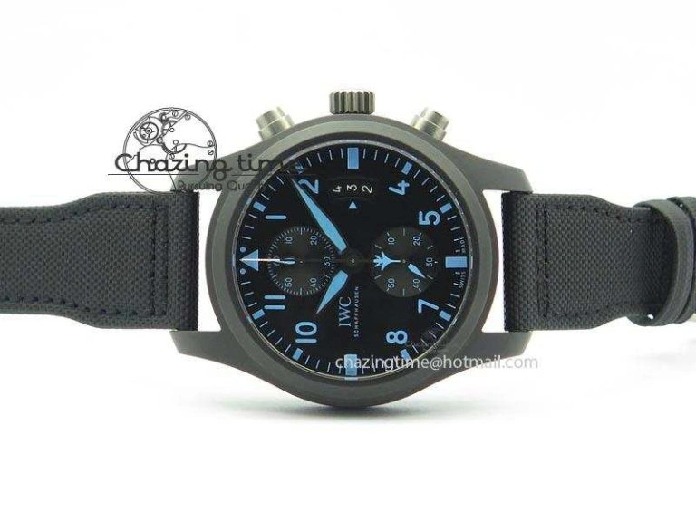 GoAnywhere Pilot Chrono IW388003 Real Ceramic V6F 1:1 Best Edition On Black Nylon Strap A 7284