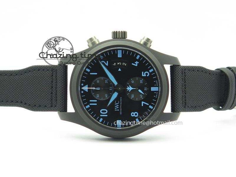 GoAnywhere Pilot Chrono IW388003 Real Ceramic V6F 1:1 Best Edition On Black Nylon Strap A 7284