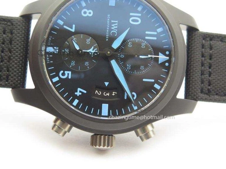 GoAnywhere Pilot Chrono IW388003 Real Ceramic V6F 1:1 Best Edition On Black Nylon Strap A 7284