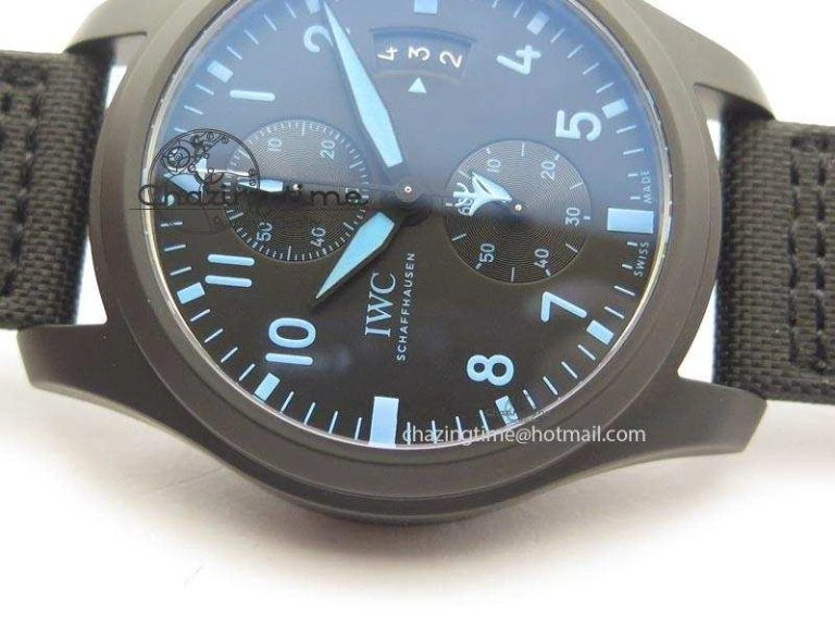 GoAnywhere Pilot Chrono IW388003 Real Ceramic V6F 1:1 Best Edition On Black Nylon Strap A 7284