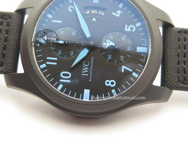 GoAnywhere Pilot Chrono IW388003 Real Ceramic V6F 1:1 Best Edition On Black Nylon Strap A 7284