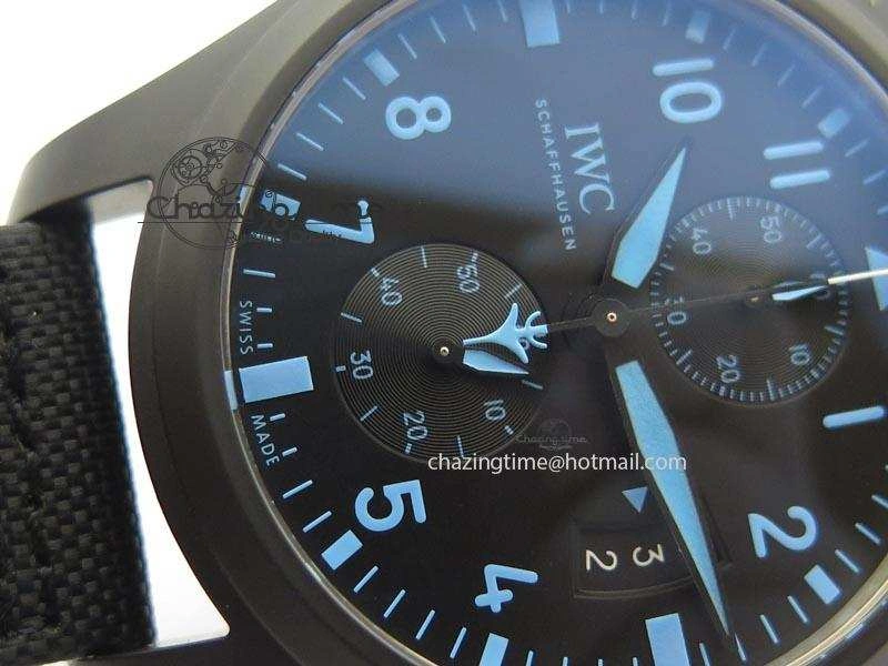 GoAnywhere Pilot Chrono IW388003 Real Ceramic V6F 1:1 Best Edition On Black Nylon Strap A 7284