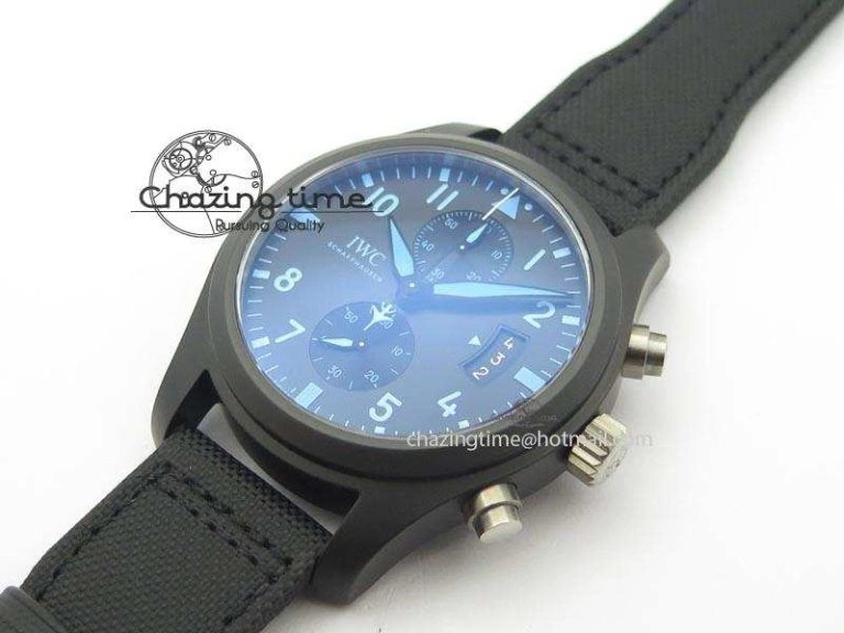 GoAnywhere Pilot Chrono IW388003 Real Ceramic V6F 1:1 Best Edition On Black Nylon Strap A 7284