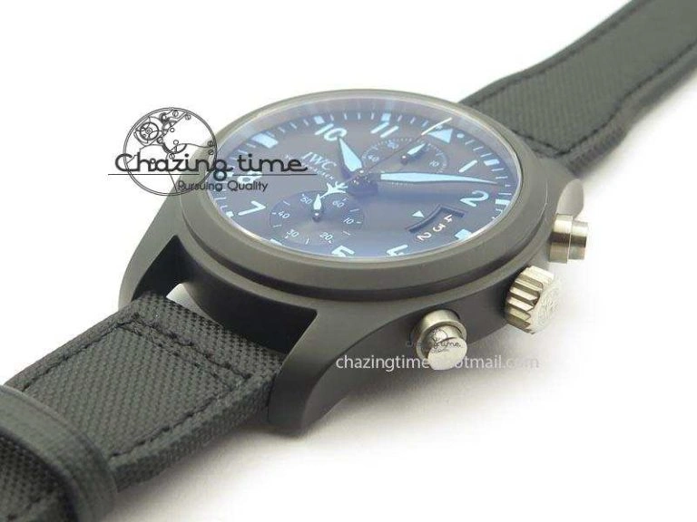 GoAnywhere Pilot Chrono IW388003 Real Ceramic V6F 1:1 Best Edition On Black Nylon Strap A 7284