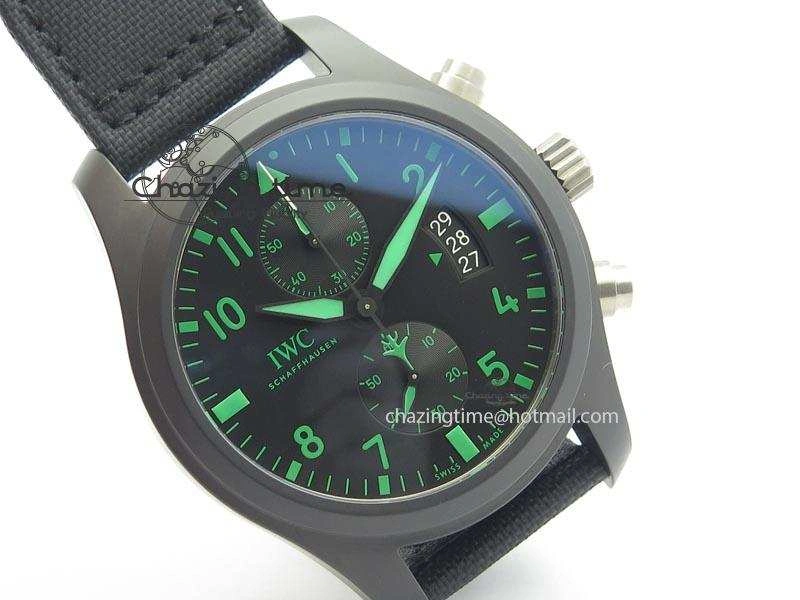 Pilot Chrono IW388003 Real Ceramic V6F Best Edition Green Markers On Black Nylon Strap A Contemporary 7283