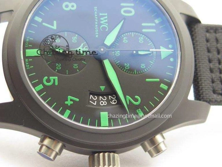Pilot Chrono IW388003 Real Ceramic V6F Best Edition Green Markers On Black Nylon Strap A Contemporary 7283