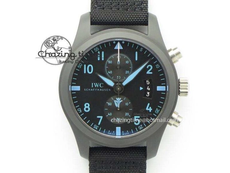 Trendy Pilot Chrono IW388003 Real Ceramic ZF 1:1 Best Edition On Black Nylon Strap A 7322