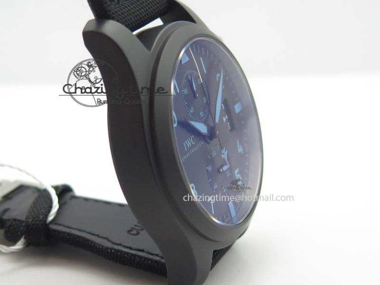 Trendy Pilot Chrono IW388003 Real Ceramic ZF 1:1 Best Edition On Black Nylon Strap A 7322